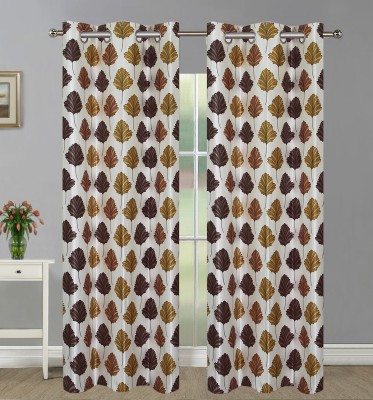 Home Candy 274 cm (9 ft) Polyester Long Door Curtain (Pack Of 2)(Floral, Brown)
