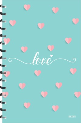 ESCAPER Love with Hearts Light Green RULED Diary Notebook Notepad A5 Diary Ruling 160 PagesMulticolor