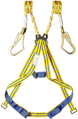 Safe cure Full Body Harness With Double Lanyard (Scaffolding Hook) Full Body Harness(Free Size)