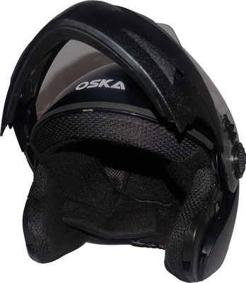 Steelbird SB-41 Oscar Classic Oska Flip up Helmet in Black with Plain visor Motorsports Helmet(Black with Plain Visor)