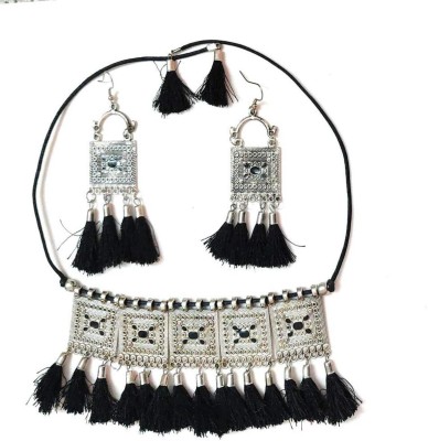 sunhari jewels Alloy Silver Black Jewellery Set(Pack of 1)