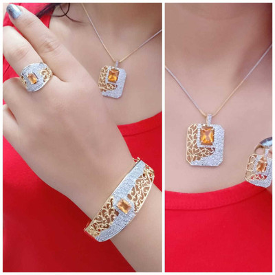 VR Fashion HUB Alloy Gold-plated Yellow Jewellery Set(Pack of 1)