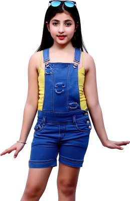 OXYDENIM Dungaree For Girls Casual Solid Denim(Blue, Pack of 1)