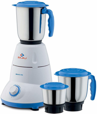 BAJAJ Bravo DLX Mixer Grinder Bravo Dlx 500 Mixer Grinder (3 Jars, Blue and White)