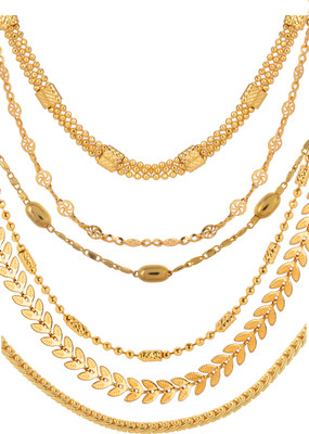 AanyaCentric Combo Pack of 6 Trendy and Fancy Exclusive Design 22 inches Long Neck Chain Set Gold-plated Plated Alloy Chain Set