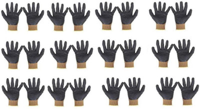 A&BG Frontier Brown Pack of 12 Pair Nylon Safety Gloves Nylon  Safety Gloves(Pack of 24)
