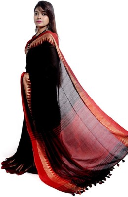 sourav biswas Solid/Plain Daily Wear Handloom Pure Cotton Saree(Multicolor)