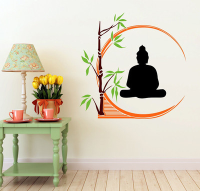 Wallzone 50 cm Budha Removable Sticker(Pack of 1)