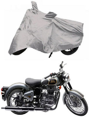 Autoaces Two Wheeler Cover for Royal Enfield(Classic 500, Silver)