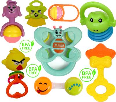 Learn With Fun Set of 8 Pcs with Various Exciting Toys for New Borns & Infants Rattle Rattle