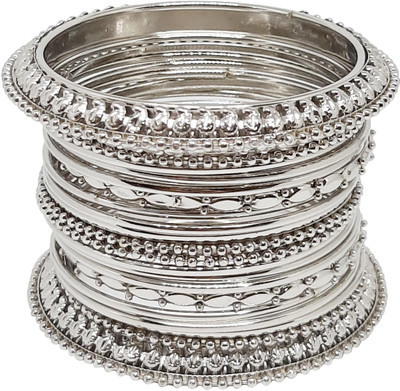 Chrishan Alloy Silver Coated Bangle Set(Pack of 20)