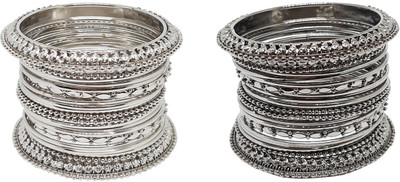 Chrishan Alloy Black Silver Bangle Set(Pack of 40)