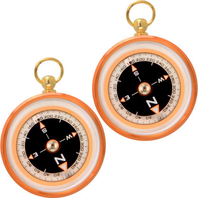 JMALL 2 Pieces Military Hiking Camping Lens Magnetic Compass - 38 A Compass(Orange)