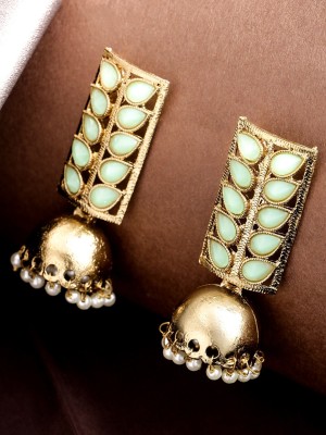 Priyaasi Floral Gold Plated Mint Brass Jhumki Earring