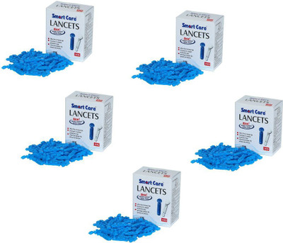 Smart Care Blood Lancet Needles Round - 100 Count - Pack Of 5 Glucometer Lancets(500)