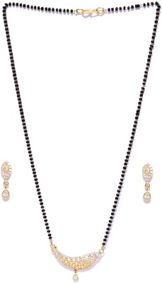 Priyaasi Brass Gold-plated White Jewellery Set(Pack of 1)