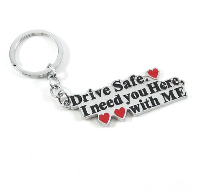 Isk Drive Safe I Need You here with me Metal Silver Black Keychain Key Chain