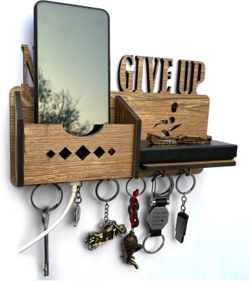 Aquatic Craft Never Give Up-MH(YB) Wood Key Holder(6 Hooks, Beige)