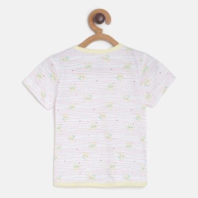 MINI KLUB Baby Girls Self Design Pure Cotton T Shirt(Multicolor, Pack of 3)