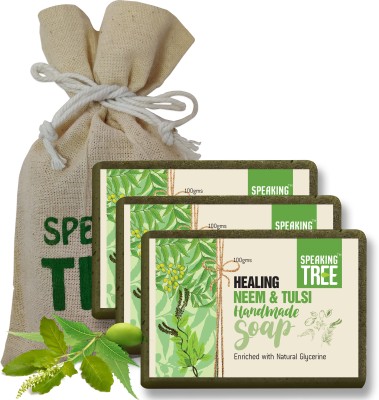 Speaking tree Healing Neem and Tulsi Handmade Soap - 100gms each Pack of 3(300 g)