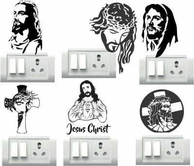 Decor Villa 12 cm Jesus Christ Switch Board Removable Sticker(Pack of 6)