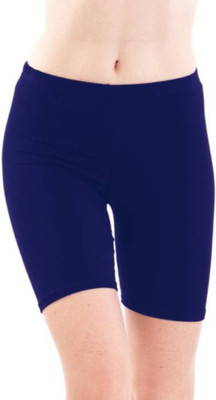 Apraa Solid Women Dark Blue Gym Shorts, Running Shorts, Sports Shorts