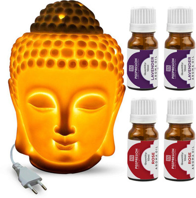 PEEPRESION Lavender, Rose Aroma Oil, Diffuser Set Electric_Buddha_Lavender2_Rose2-PPS(5 x 8 ml)