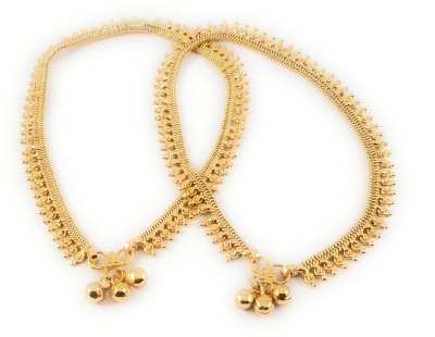 AFJ GOLD 10.5'' One Gram Gold Plated Traditional Trendy Stylish Anklets Copper Anklet