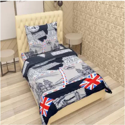 NIHAL VILLAS 140 TC Polycotton Single Printed Flat Bedsheet(Pack of 1, Black)