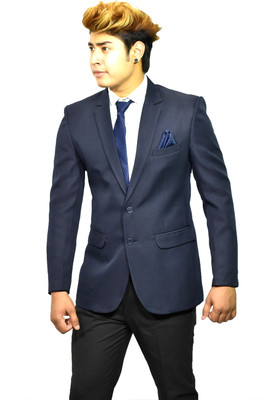 Darelooks Solid Single Breasted Formal Men Blazer(Blue)