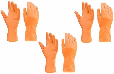 YAJNAS Hand Care Cleaning Gloves, Reusable Rubber Hand Gloves, Stretchable Gloves for Washing Cleaning Kitchen Garden Wet and Dry Glove Set(Free Size Pack of 3)