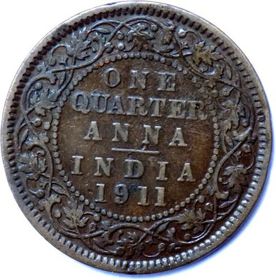 Hariom 1911 - GEORGE V KING & EMPEROR VERY RARE DATE COPPER COIN IN LUSTER CONDITION- WT. 4.72 GRAMS, DM. - 25.4 MM Ancient Coin Collection(1 Coins)