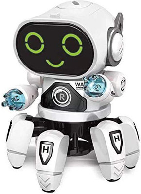 TUKAMCHA Bot Robot Octopus Shape Electric Robot Colorful Music Flashing Lights All Direction Movement Dancing Robot Toy for Kids Boys Girls - 1 PC ( Colors May Vary)(White)