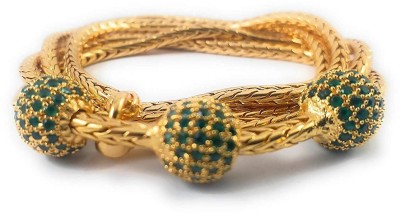 AFJ GOLD One Gram Gold Plated Traditional Trendy Stylish Green Mugappu Chain Emerald Gold-plated Plated Copper Chain