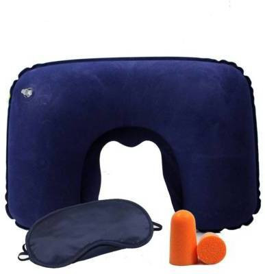 deals Travel Blue Memory Foam Pillow (TB-232G, Light Grey) | radhefab Cotton Solid Travel Pillow Pack of 2(Blue)