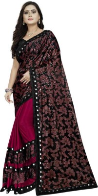 G-Stuff Fashion Printed Embellished Bollywood Lycra Blend SareeMulticolor