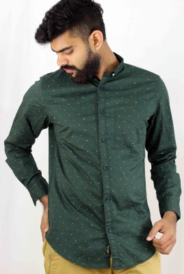Indi Hemp Men Printed Casual Multicolor, Dark Green Shirt