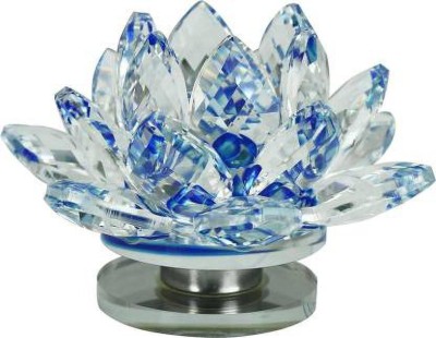 Beauty full plus Rotating crystal lotus flower blue colour Decorative Showpiece  -  6 cm(Crystal, Blue)