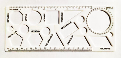 clipper Shape Stencil of 17 Different Shapes Pack of 1 Piece Size - LENGTH-24 cm Width-9.8 cm GEOMETRY Stencil(Pack of 1, STRUCTURE OF SHAPES)