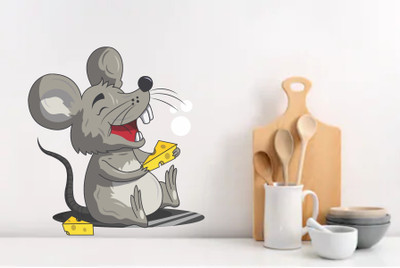 STICKER STUDIO 53 cm Chesse with Mouse Removable Sticker(Pack of 1)