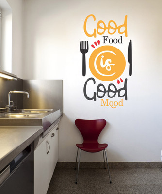 VCREATE DECOR 58 cm GOOD FOOD IS GOOD MOOD Removable Sticker(Pack of 1)