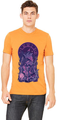 Positive Vibration Graphic Print Men Round Neck Orange T-Shirt
