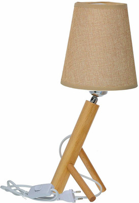 Maharaj Mall Natural Wood Table Lamp Table Lamp(36 cm, Multicolor)