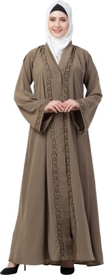 MRC Crepe Solid Abaya With Hijab(Beige)