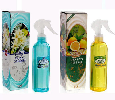 OSR lemon Spray Rajnigandha and Lemon Fresh Air Freshener Spray combo of 2*250 ML(2 x 270 ml)