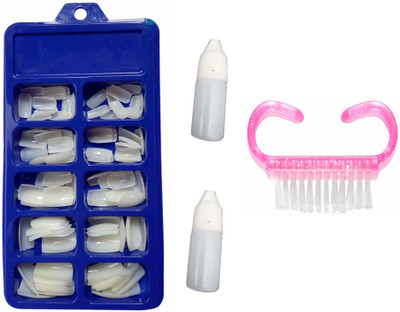 CartKing Artificial Reusable Nails Set With Extreme Upper Arch White(Pack of 100)