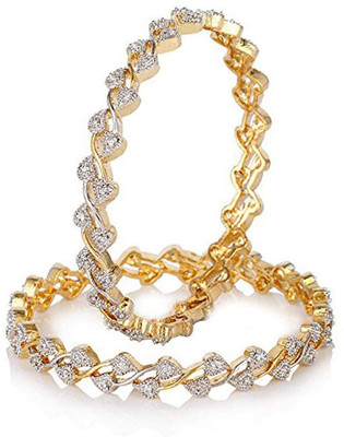 Divastri Alloy Crystal Gold-plated Bangle Set(Pack of 2)