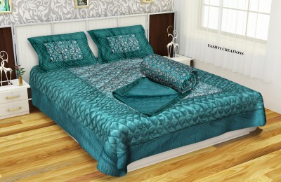 Yashvi Creations Satin King Sized Bedding Set(Rama Green)