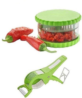Bajud Enterprise Combo Garlic Cutter And Vegetable Chopper Vegetable & Fruit Grater & Slicer(1 Chopper, 1 Slicer)