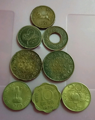 jaya collection Indian Old Coin Set. Modern, Medieval Coin Collection(8 Coins)